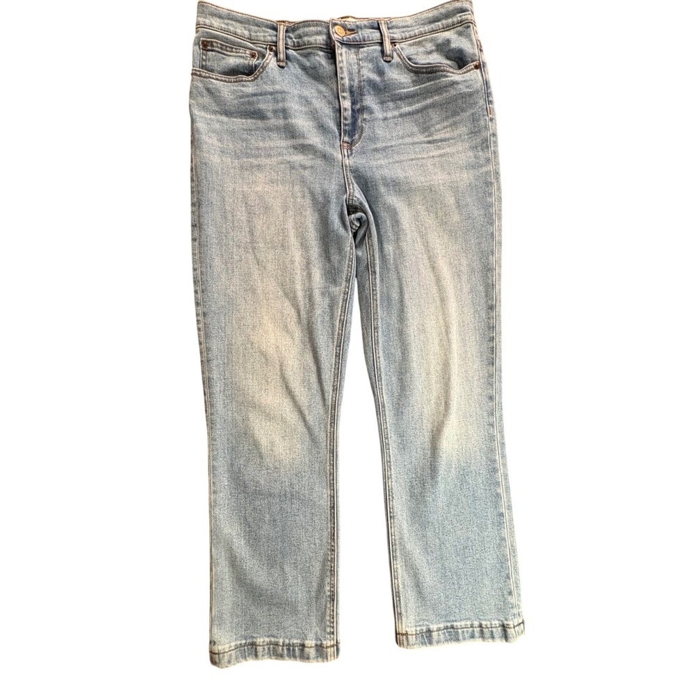 J.Crew Billie Demi Boot Crop Jeans Womens 31 Light Blue Excellent Stretch Denim